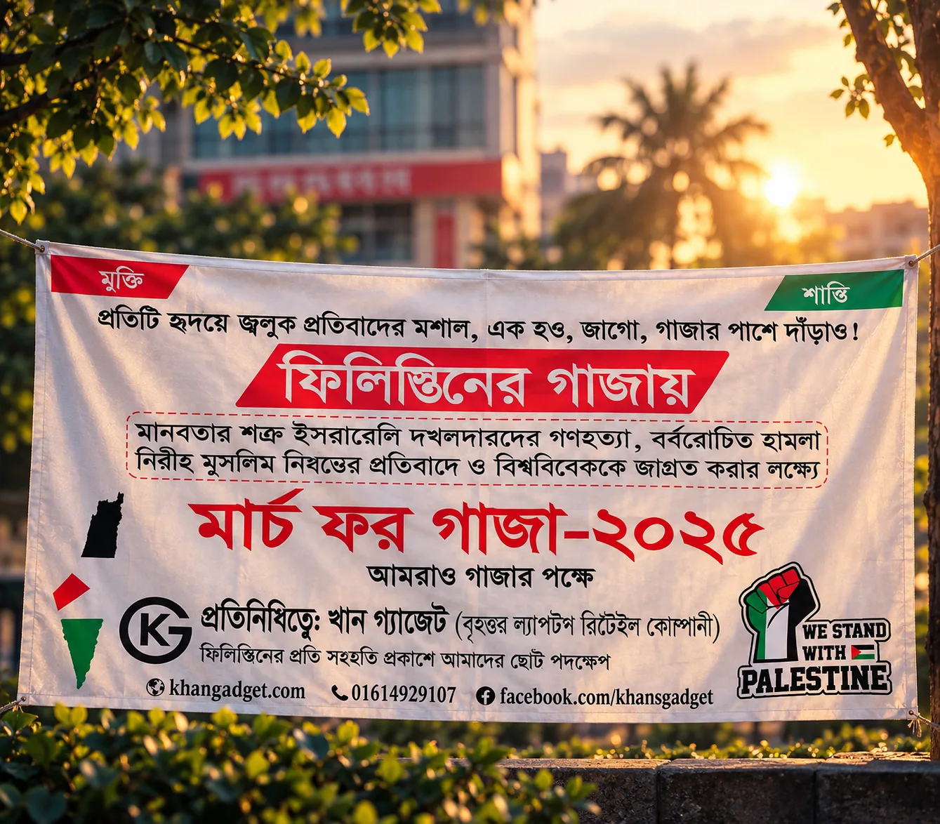"মার্চ ফর গাজা"র সঙ্গে খান গ্যাজেট পরিবারের একাত্মতা প্রকাশ"